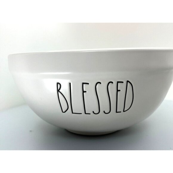 Large Blessed Burnt Orange & White Rae Dunn Mixing Bowl, 10" Diameter 4.5" Deep - Picture 2 of 7